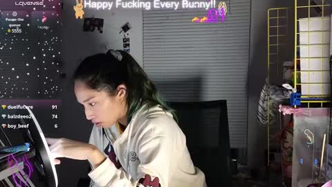 Snapshot of bunnycheekz chatting on 12.14.24 Tokki  bunny  online show from 12.14.24