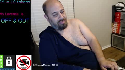 Snapshot of chunkymonkey420 chatting on 02.02.25 Spencer Smokey Bear online show from 02.02.25