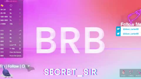 Snapshot of secret_sir chatting on 04.28.26 Dean Carter online show from 04.28.26
