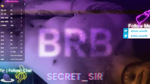 Snapshot of secret_sir chatting on 05.13.26 Dean Carter online show from 05.13.26