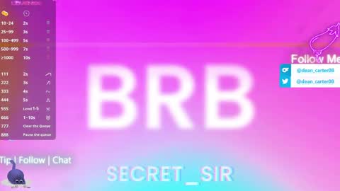 Snapshot of secret_sir chatting on 05.17.26 Dean Carter online show from 05.17.26